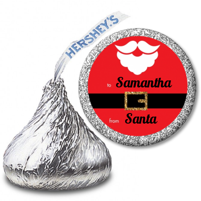 Santa's Belt - Hershey Kiss Christmas Sticker Labels