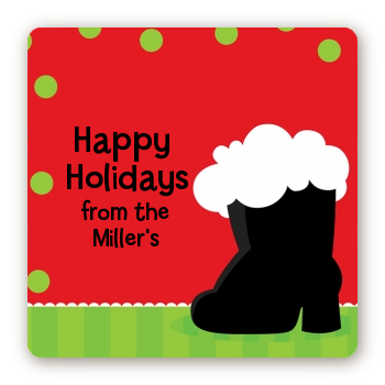 Santa's Boot - Square Personalized Christmas Sticker Labels