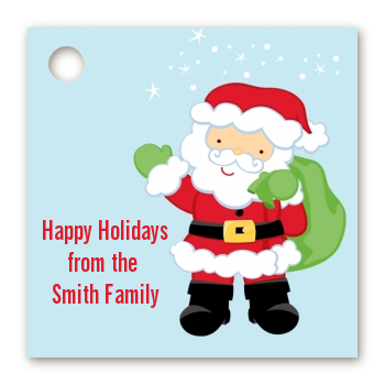 Santa's Green Bag - Personalized Christmas Card Stock Favor Tags