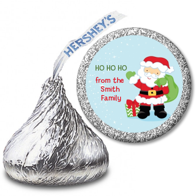 Santa's Green Bag - Hershey Kiss Christmas Sticker Labels