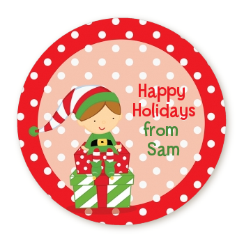  Santa's Little Elf - Round Personalized Christmas Sticker Labels 