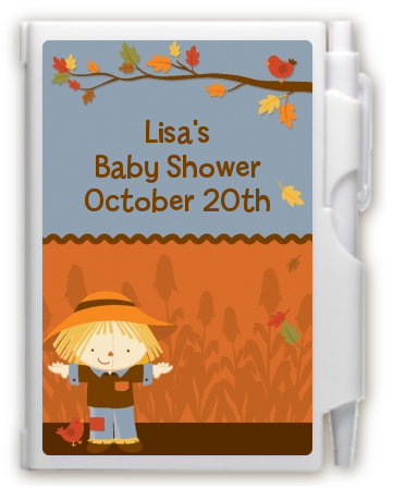 Scarecrow Fall Theme - Baby Shower Personalized Notebook Favor