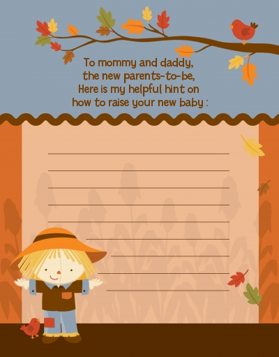 Scarecrow Fall Theme - Baby Shower Notes of Advice