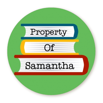  School Books - Round Personalized School Sticker Labels 