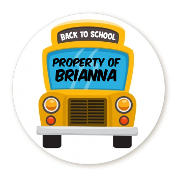  School Bus - Round Personalized School Sticker Labels 