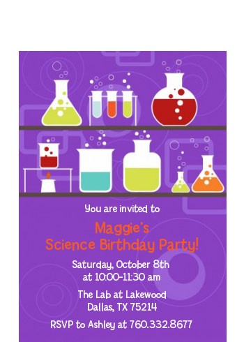  Science Lab - Birthday Party Petite Invitations Option 1