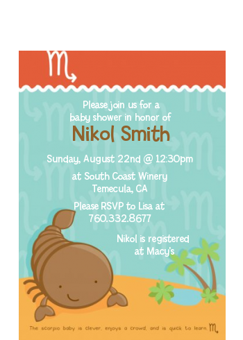 Scorpion | Scorpio Horoscope - Baby Shower Petite Invitations