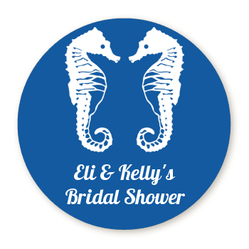  Sea Horses - Round Personalized Bridal Shower Sticker Labels 