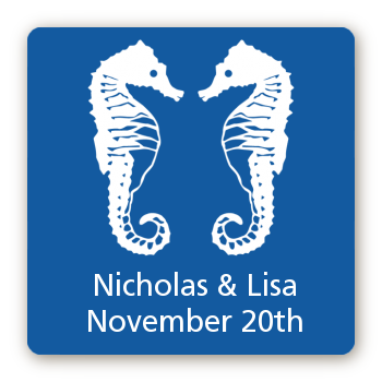 Sea Horses - Square Personalized Bridal Shower Sticker Labels