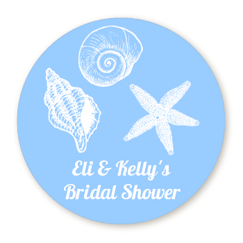  Sea Shells - Round Personalized Bridal Shower Sticker Labels 