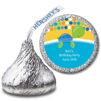 Sea Turtle Boy - Hershey Kiss Birthday Party Sticker Labels