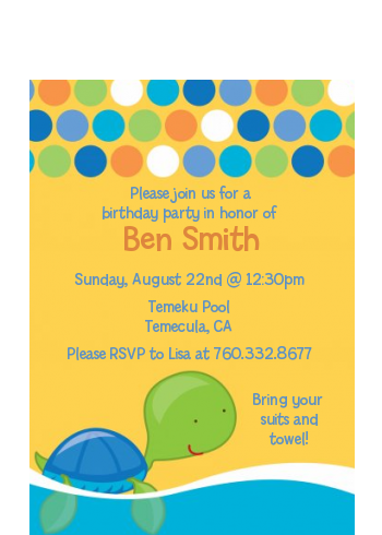 Sea Turtle Boy - Baby Shower Petite Invitations