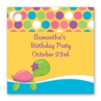 Sea Turtle Girl - Personalized Birthday Party Card Stock Favor Tags