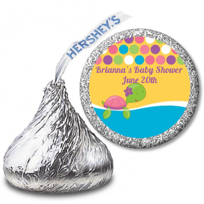 Sea Turtle Girl - Hershey Kiss Birthday Party Sticker Labels