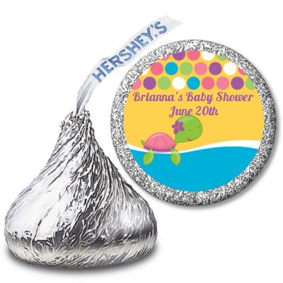 Sea Turtle Girl - Hershey Kiss Baby Shower Sticker Labels