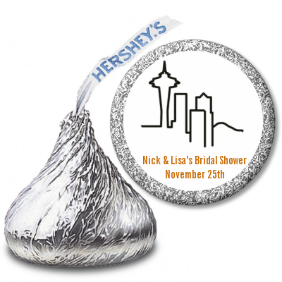 Seattle Skyline - Hershey Kiss Bridal Shower Sticker Labels