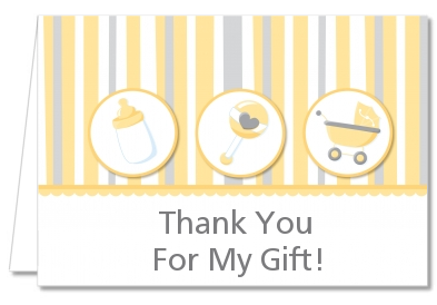 Shake, Rattle & Roll Yellow - Baby Shower Thank You Cards