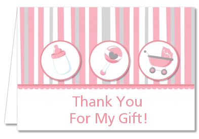 Shake, Rattle & Roll Pink - Baby Shower Thank You Cards