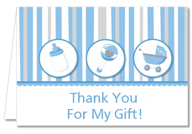 Shake, Rattle & Roll Blue - Baby Shower Thank You Cards