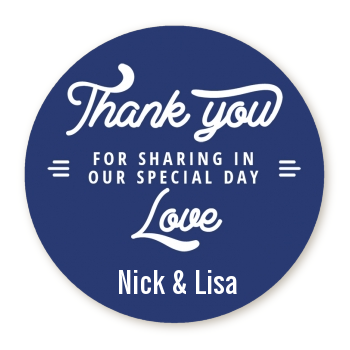  Sharing Our Day - Round Personalized Bridal Shower Sticker Labels 