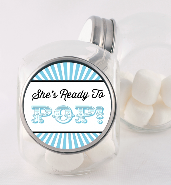  She's Ready To Pop - Personalized Baby Shower Candy Jar Option 1