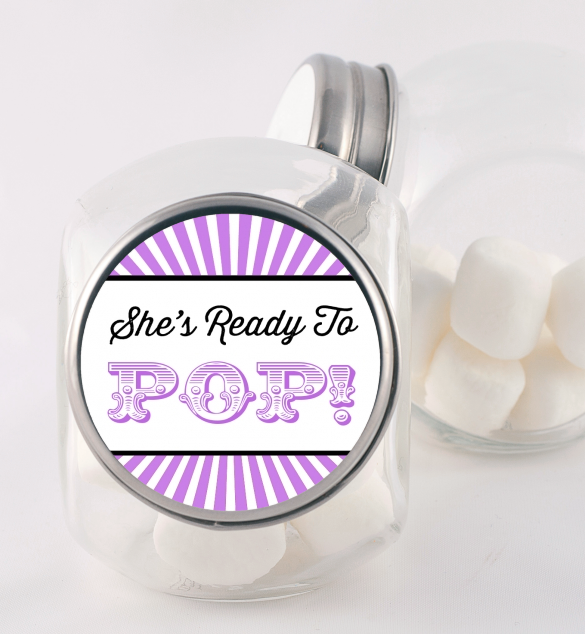  She's Ready To Pop - Personalized Baby Shower Candy Jar Option 1