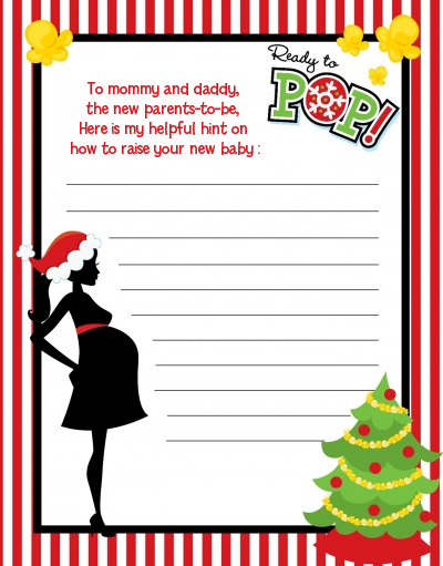 She's Ready To Pop Christmas Edition - Baby Shower Notes of Advice