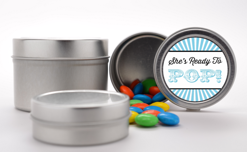  She's Ready To Pop - Custom Baby Shower Favor Tins Option 1