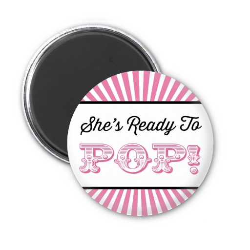  She's Ready To Pop - Personalized Baby Shower Magnet Favors Option 1