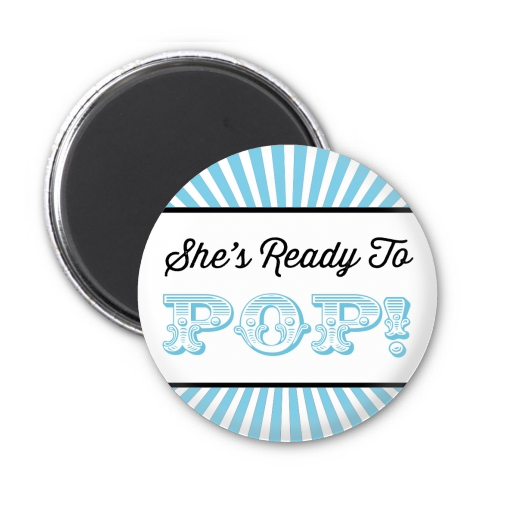  She's Ready To Pop - Personalized Baby Shower Magnet Favors Option 1
