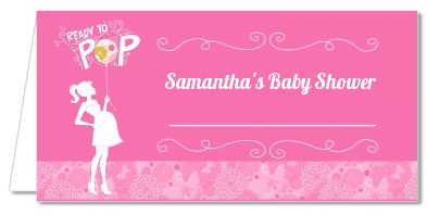 She's Ready To Pop Pink - Personalized Baby Shower Place Cards