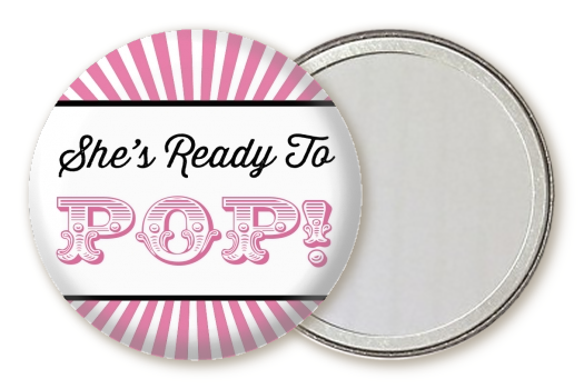  She's Ready To Pop - Personalized Baby Shower Pocket Mirror Favors Option 1