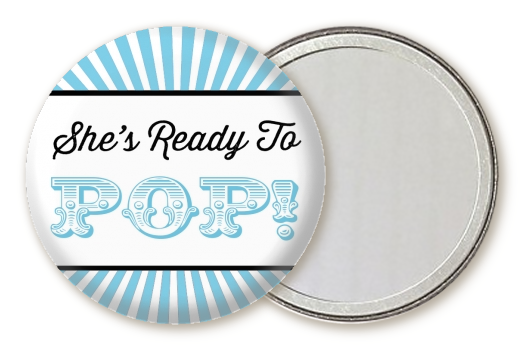  She's Ready To Pop - Personalized Baby Shower Pocket Mirror Favors Option 1