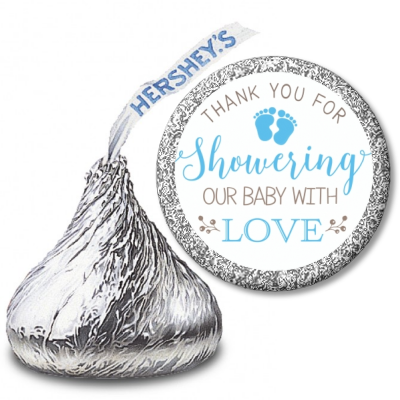 Showering Our Baby Boy - Hershey Kiss Baby Shower Sticker Labels