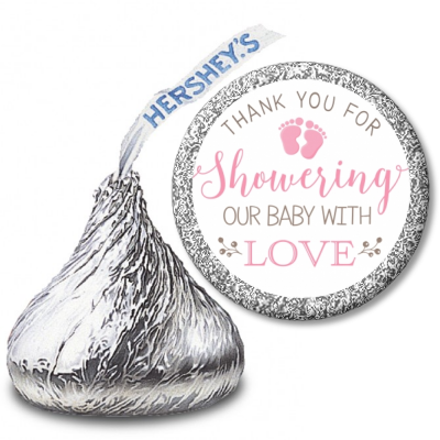 Showering Our Baby Girl - Hershey Kiss Baby Shower Sticker Labels
