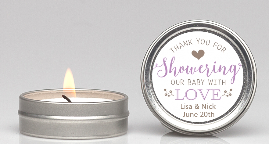  Showering With Love - Baby Shower Candle Favors Blue