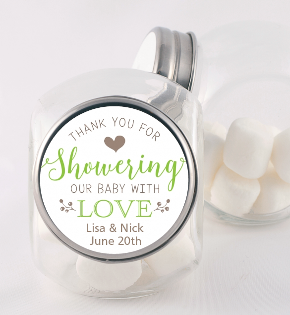  Showering With Love - Personalized Baby Shower Candy Jar Blue