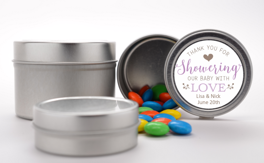  Showering With Love - Custom Baby Shower Favor Tins Blue