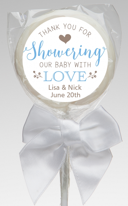  Showering With Love - Personalized Baby Shower Lollipop Favors Blue