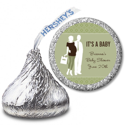 Silhouette Couple | It's a Baby Neutral - Hershey Kiss Baby Shower Sticker Labels