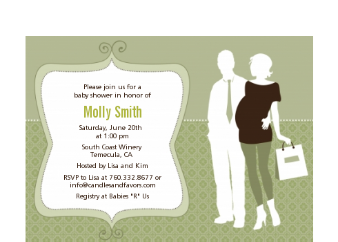  Silhouette Couple | It's a Baby Neutral - Baby Shower Petite Invitations Black