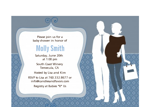  Silhouette Couple | It's a Boy - Baby Shower Petite Invitations Blue/Gray