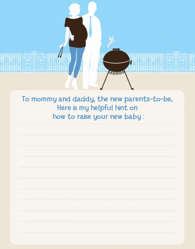Silhouette Couple BBQ Boy - Baby Shower Notes of Advice
