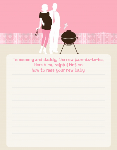 Silhouette Couple BBQ Girl - Baby Shower Notes of Advice