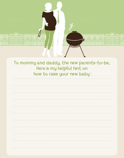 Silhouette Couple BBQ Neutral - Baby Shower Notes of Advice