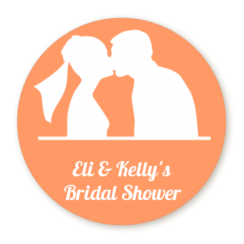  Silhouette Couple - Round Personalized Bridal Shower Sticker Labels 
