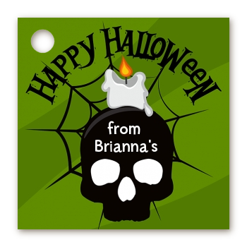 Skull and candle - Personalized Halloween Card Stock Favor Tags