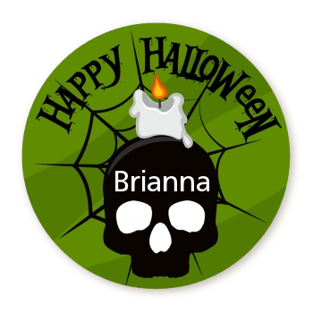  Skull and candle - Round Personalized Halloween Sticker Labels 