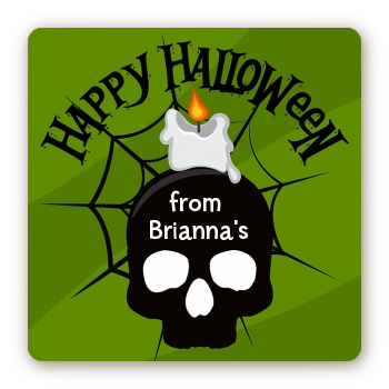 Skull and candle - Square Personalized Halloween Sticker Labels
