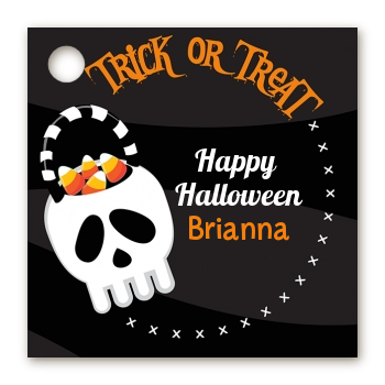 Skull Treat Bag - Personalized Halloween Card Stock Favor Tags